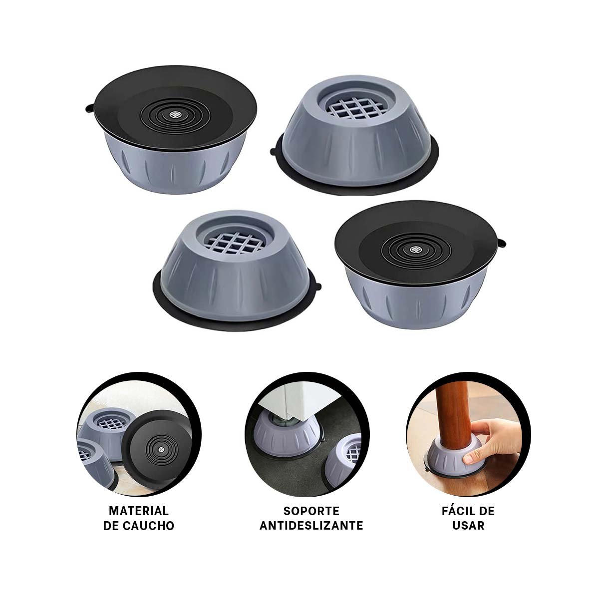 BASE ANTIVIBRATORIA Y ANTIDESLIZANTE EN SET DE CUATRO PIEZAS PARA USO DOMESTICO Y+PAPEL REGALO - 5