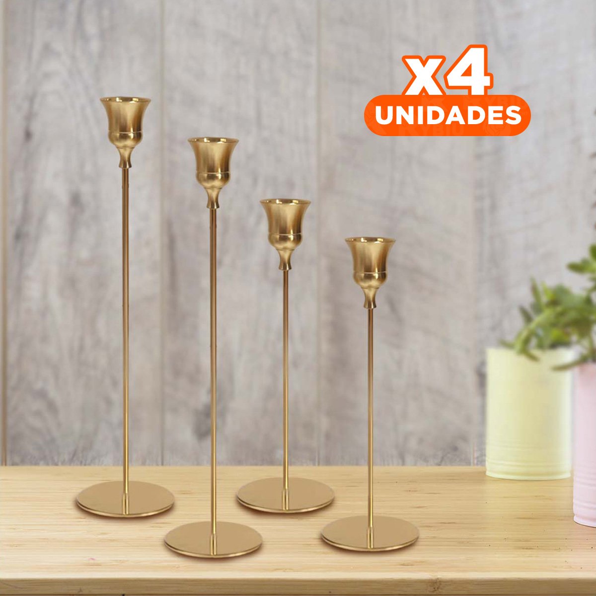 PACK4 PIEZA FUNCIONAL DE METAL PARA VELAS QUE EMBELLECE EL ESPACIO INTERIOR Y+PAPEL REGALO - 1