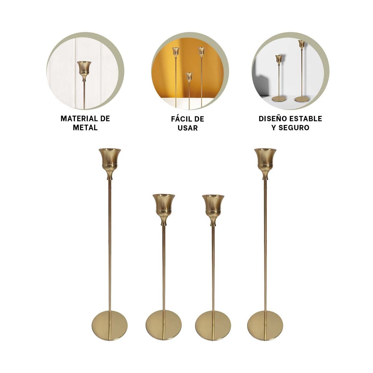 PORTA VELAS DECORATIVO DE METAL PARA AMBIENTES DEL HOGAR CON ESTILO DISTINGUIDO Y+POST IT - 5