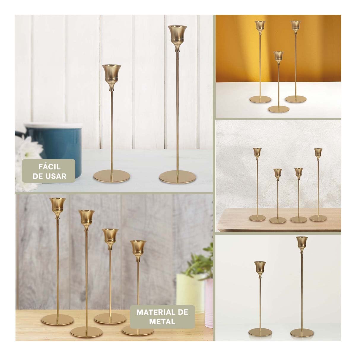 PACK2 ELEMENTO DE DECORACION EN METAL PARA VELAS PARA ESPACIOS INTERIORES Y+PAPEL REGALO - 3