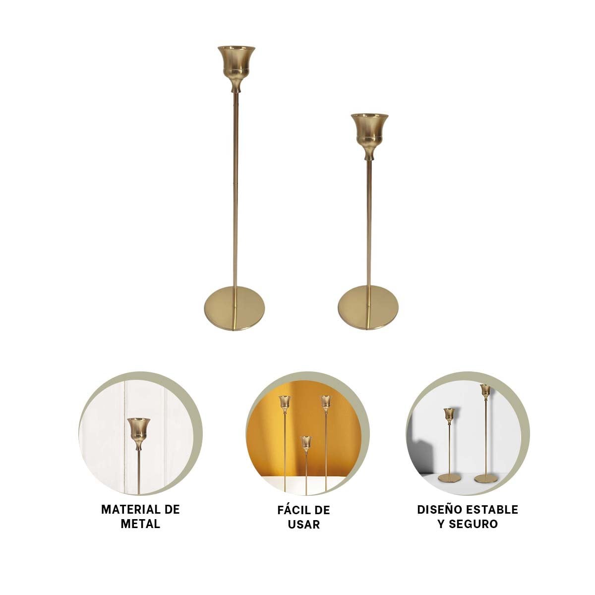 CANDELABRO DE METAL PARA DECORACION DEL HOGAR CON ACABADO ELEGANTE Y MODERNO Y+PAPEL REGALO - 5
