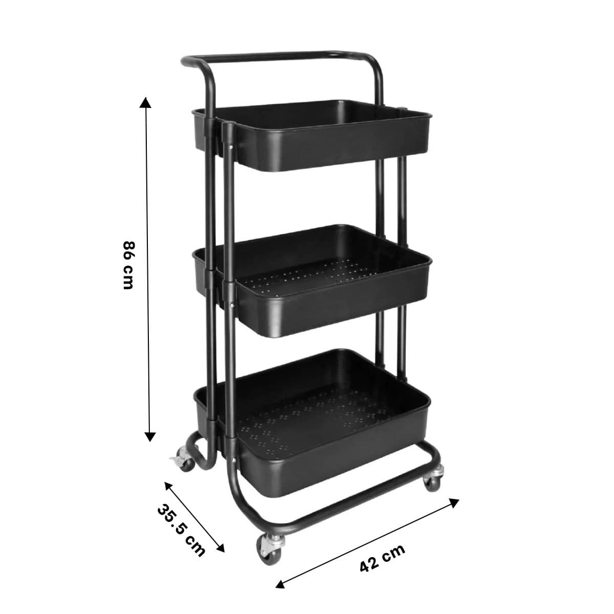 PACK6 MUEBLE AUXILIAR 3 NIVELES CON RUEDAS Y MANGO GRANDE PARA ORDEN FUNCIONAL - 4