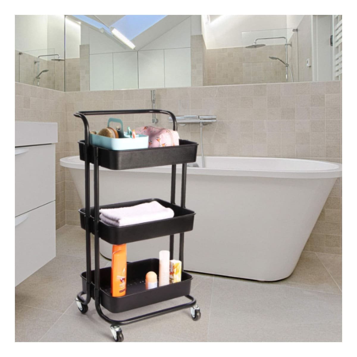 CARRITO 3 NIVELES CON RUEDAS Y MANGO GRANDE PARA ALMACENAMIENTO PRACTICO Y+POST IT - 3