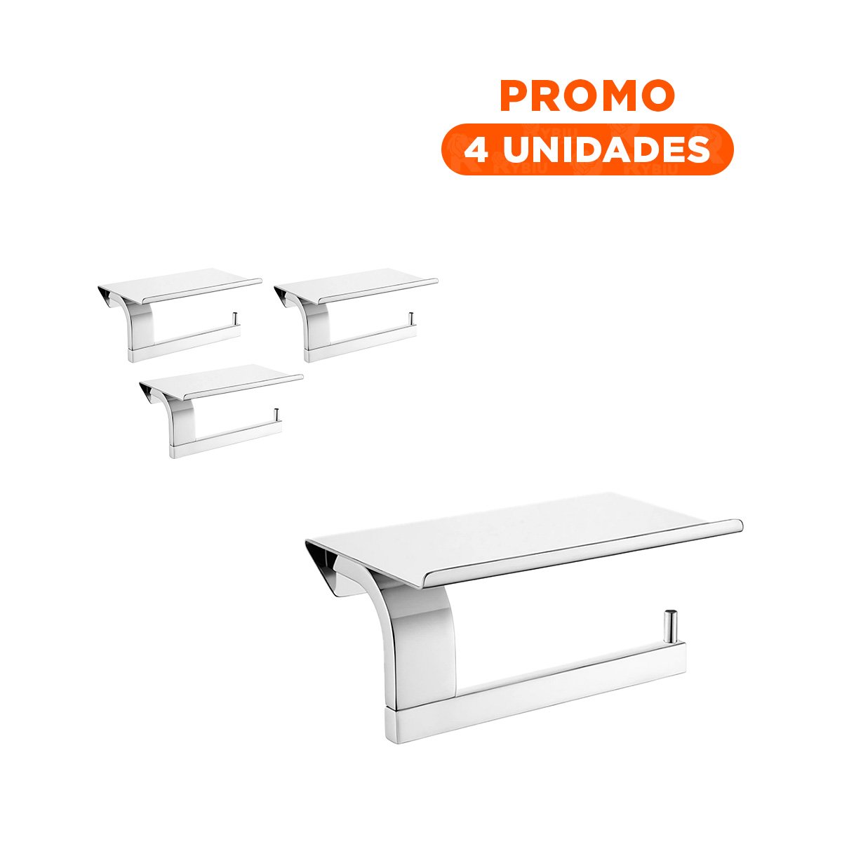 PACK4 SUJETADOR PARA PAPEL HIGIENICO PARA PARED BASE FIRME USO DIARIO PLATEADO - 1
