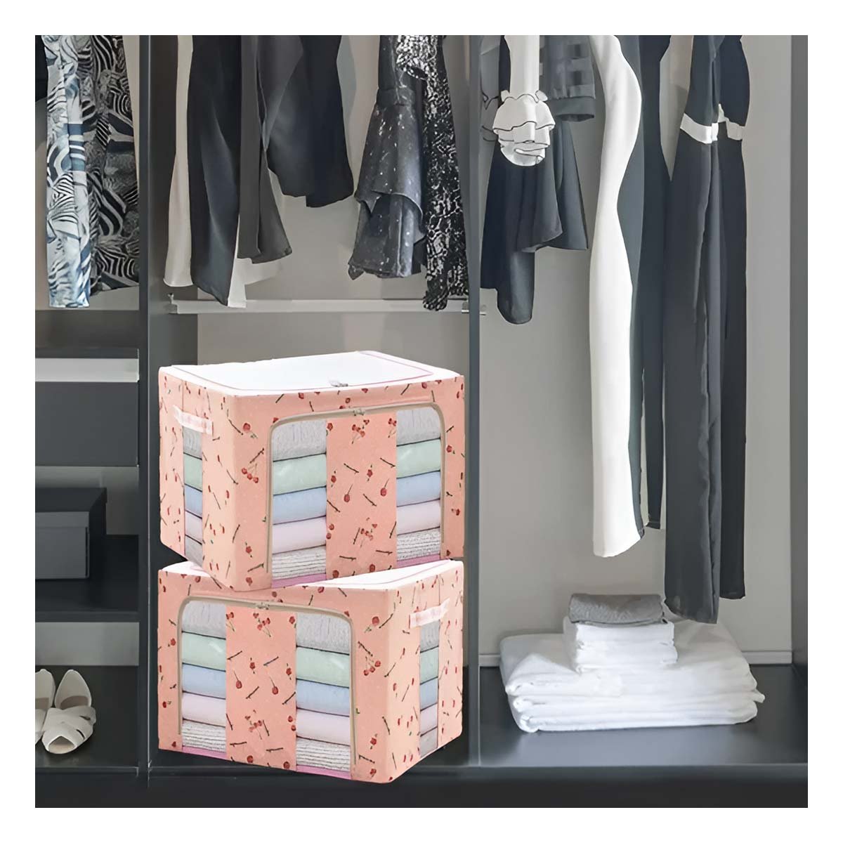 CONTENEDOR ORGANIZADOR PLEGABLE PARA CASA CON ENFOQUE DECORATIVO Y ORDEN DIARIO Y+PAPEL REGALO - 1