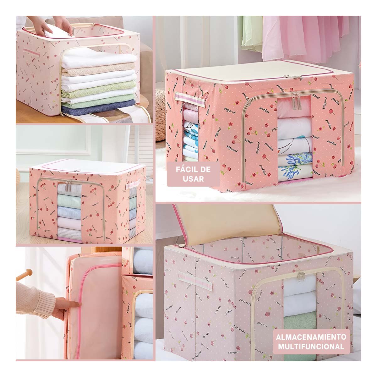 CONTENEDOR ORGANIZADOR PLEGABLE PARA CASA CON ENFOQUE DECORATIVO Y ORDEN DIARIO Y+PAPEL REGALO - 3