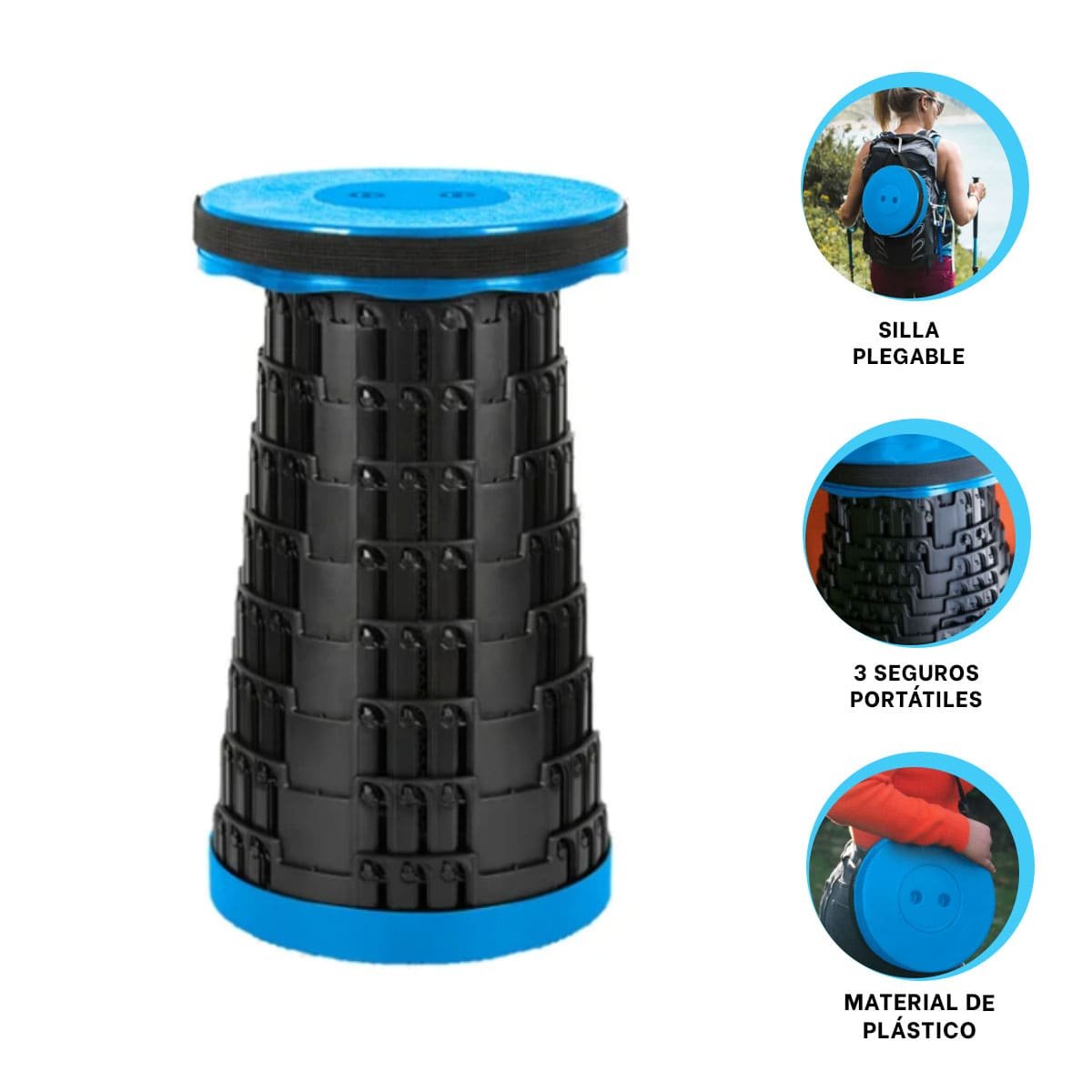 TABURETE PLEGABLE CON 3 SEGUROS PORTATILES PARA USO DOMESTICO Y SOCIAL Y+POST IT - 5