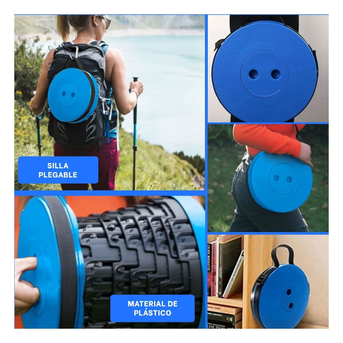 PACK4 SILLA COMPACTA PLEGABLE CON TRES SEGUROS PARA FACIL ALMACENAMIENTO Y+REGALO STICKER - 2
