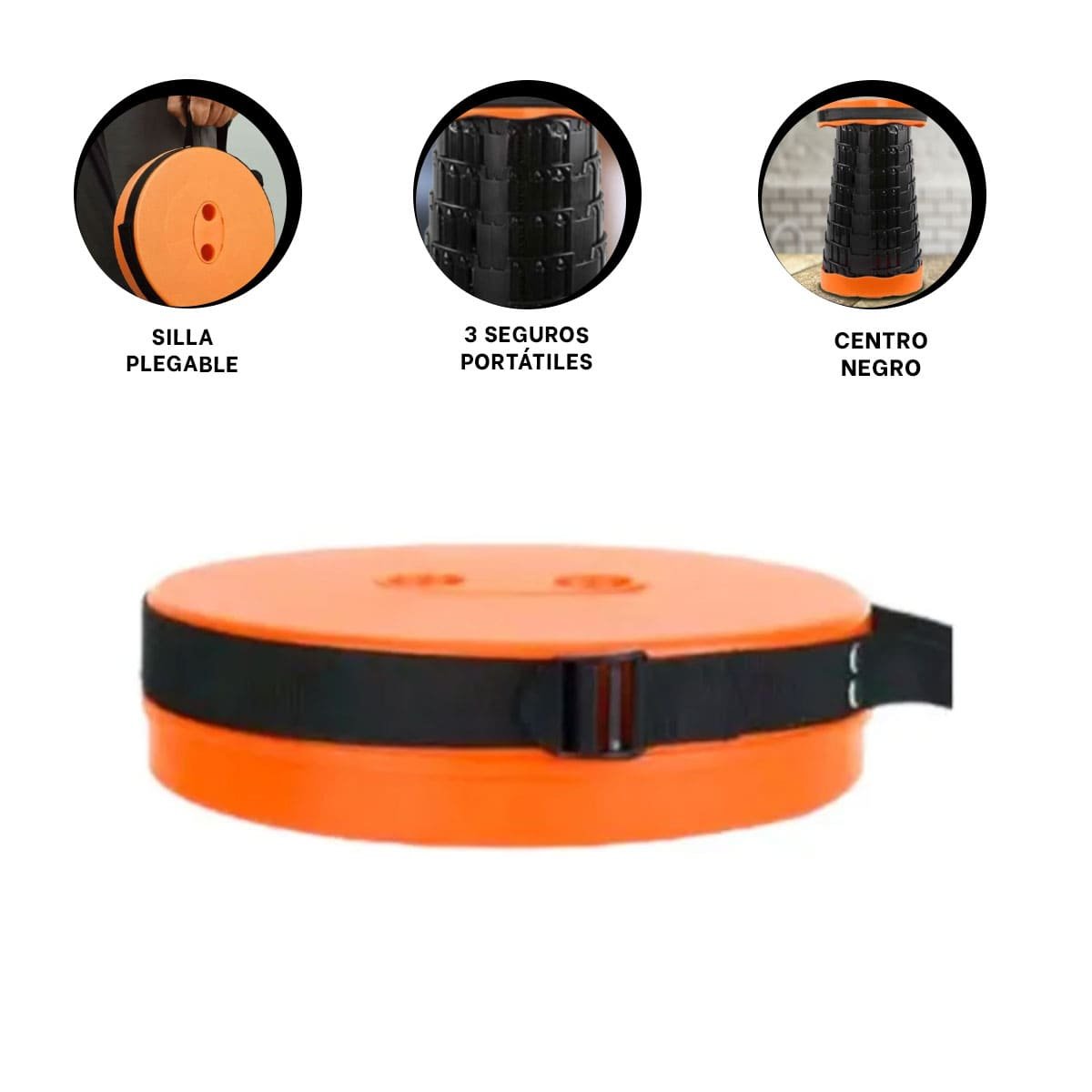 ASIENTO PLEGABLE CON TRES SEGUROS PORTATILES PARA ESPACIOS DEL HOGAR Y VISITAS Y+PAPEL REGALO - 5