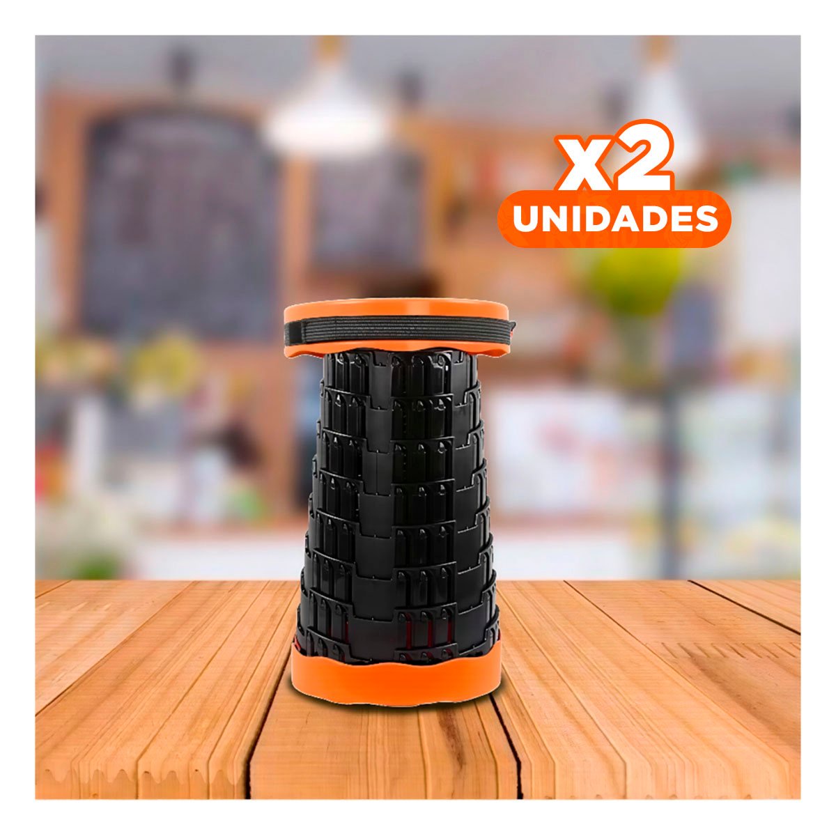 PACK2 TABURETE PLEGABLE PORTATIL CON TRES SEGUROS PARA USO FUNCIONAL - 1