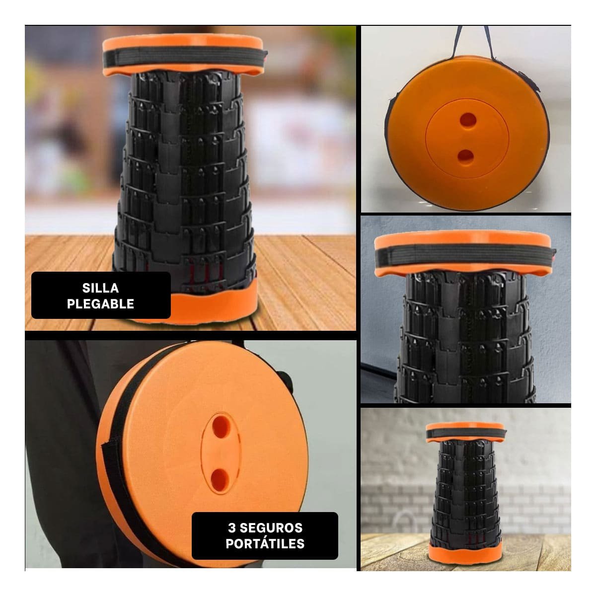 TABURETE PLEGABLE CON TRES SEGUROS PORTATILES PARA AMBIENTES DEL HOGAR MODERNO Y+LIGAS REGALO - 1