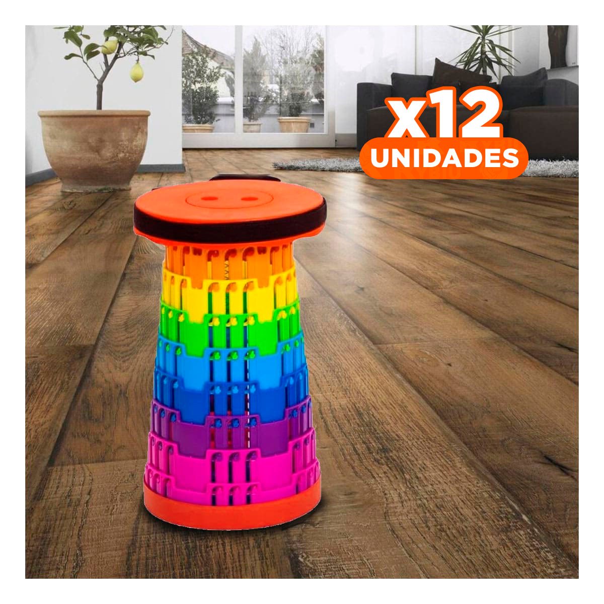 PACK12 BANCO LIVIANO PLEGABLE CON SEGUROS PARA HOGAR Y USO DIARIO Y+PAPEL REGALO - 1