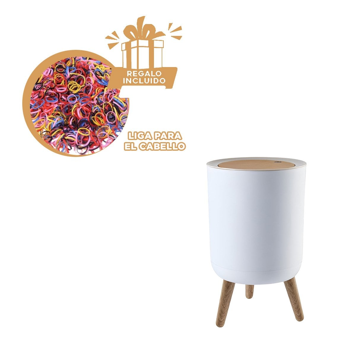 RECIPIENTE DE BASURA CON TAPA PUSH Y PATITAS PARA COCINA Y AREAS COMUNES Y+LIGAS REGALO - 2