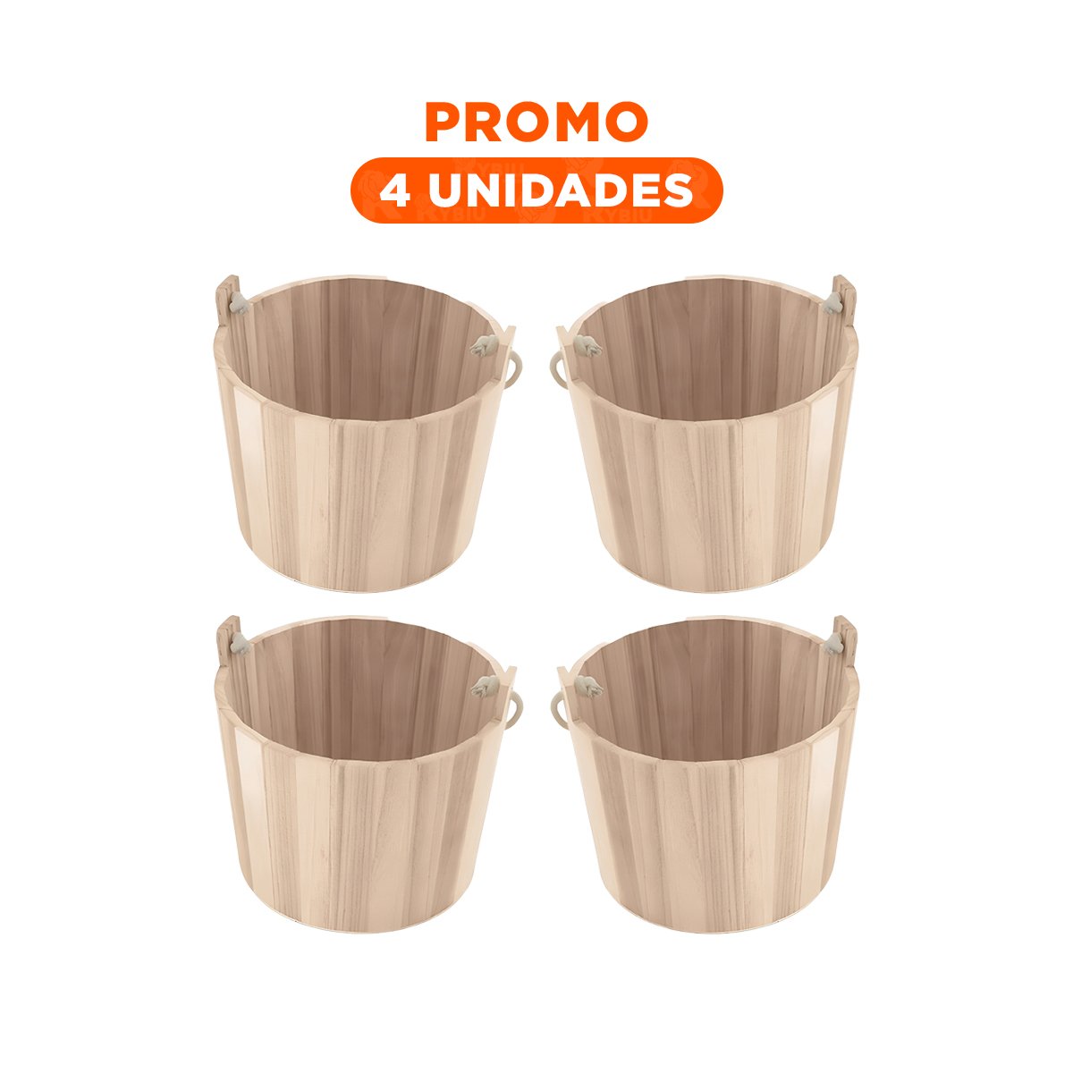 PACK4 RECIPIENTE RUSTICO DE MADERA CON AGARRADERA DE CUERDA PARA USO EN CASA - 1
