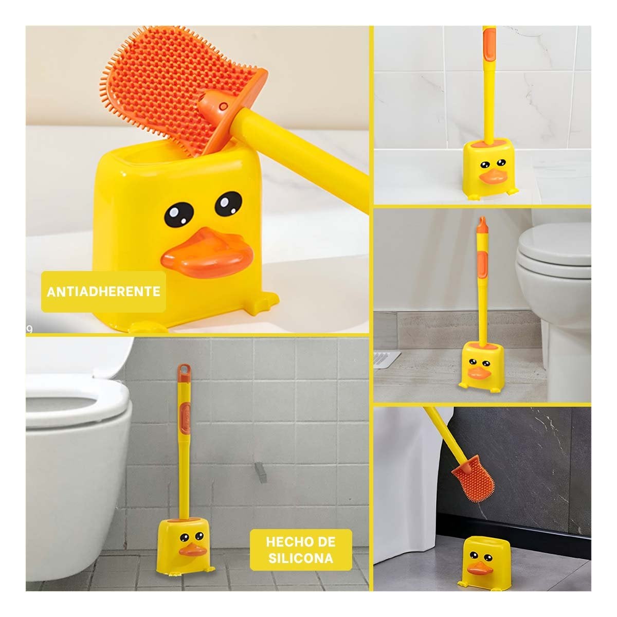 ESCOBILLA DE INODORO DE SILICONA TIPO PATO PARA LIMPIEZA PRACTICA DEL HOGAR - 2