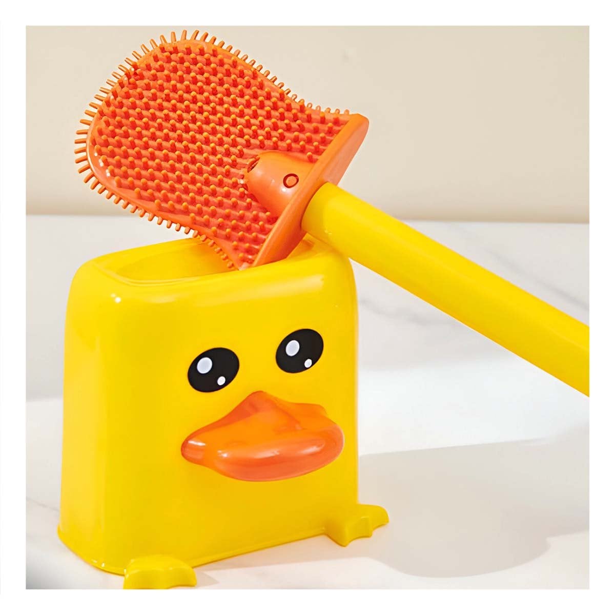 ESCOBILLA DE INODORO DE SILICONA TIPO PATO PARA LIMPIEZA PRACTICA DEL HOGAR - 5