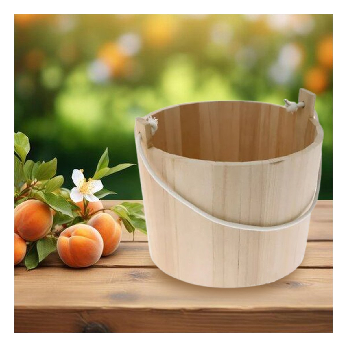 RECIPIENTE DE MADERA CON AGARRADERA DE CUERDA PARA DECORACION Y USO PRACTICO Y+PAPEL REGALO - 1