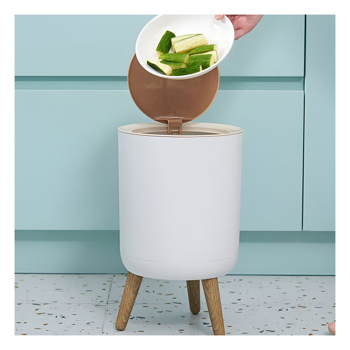 PACK2 PAPELERA PRACTICA CON TAPA PUSH Y PATITAS PARA COCINA Y AREAS COMUNES Y+REGALO STICKER - 5