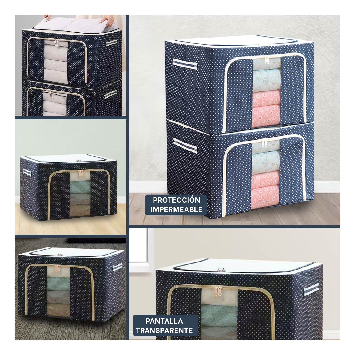 PACK2 CAJON DE ALMACENAMIENTO PLEGABLE PARA ORDEN DIARIO EN AMBIENTES DEL HOGAR Y+PAPEL REGALO - 3