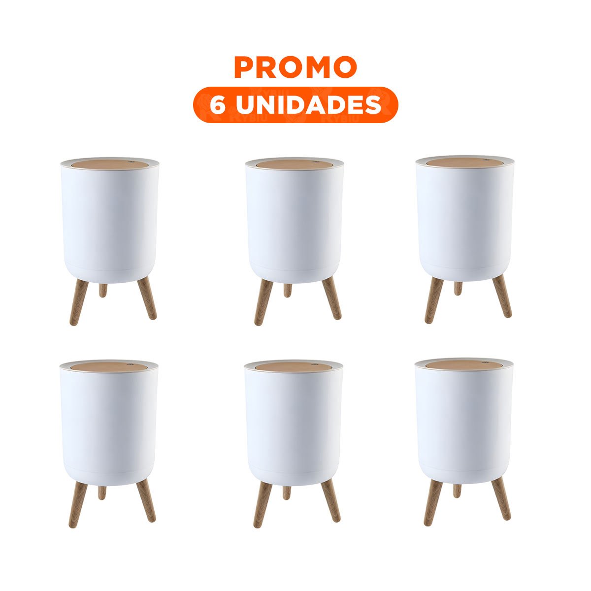 PACK6 RECIPIENTE MODERNO DE BASURA CON TAPA PUSH Y PATITAS PARA USO DIARIO Y+REGALO STICKER - 1
