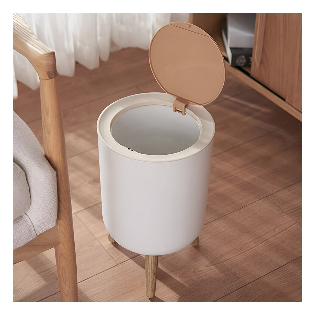 PACK4 CONTENEDOR PRACTICO DE BASURA CON TAPA PUSH Y PATITAS PARA USO DOMESTICO Y+PAPEL REGALO - 5