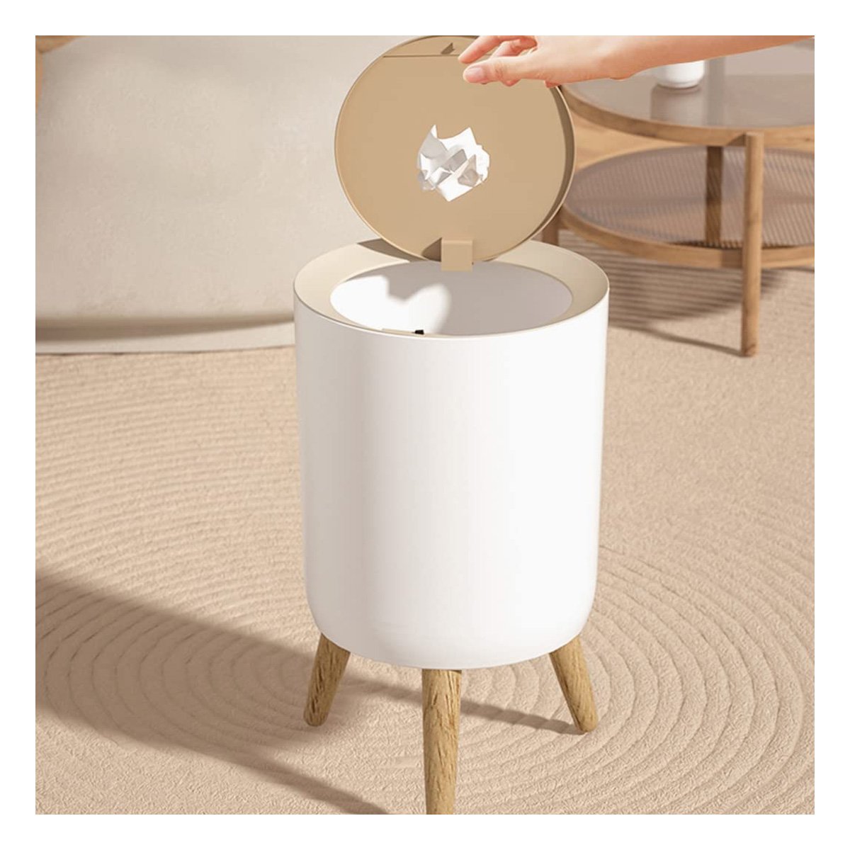 PACK4 TACHO MODERNO DE BASURA CON TAPA PUSH Y PATITAS PARA INTERIORES Y+REGALO STICKER - 5