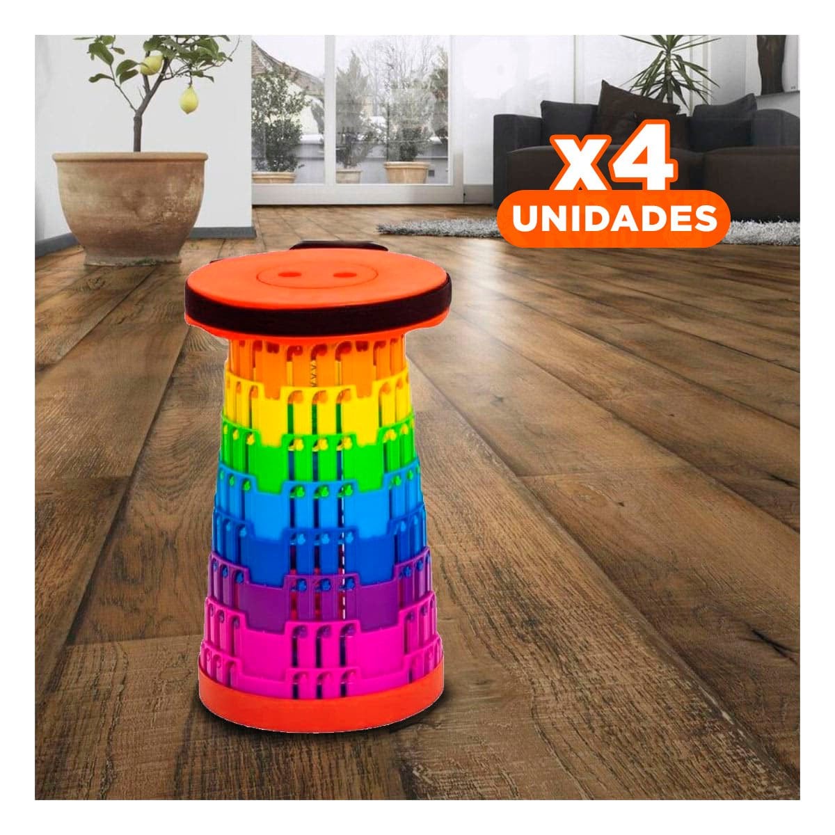 PACK4 TABURETE COMPACTO CON SEGUROS Y SISTEMA PLEGABLE PARA CASA Y+REGALO STICKER - 1