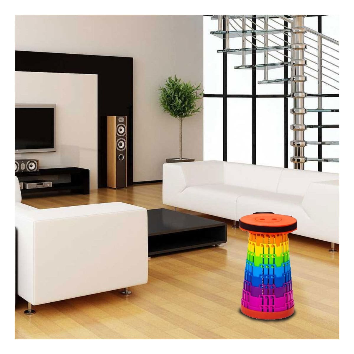 PACK4 TABURETE COMPACTO CON SEGUROS Y SISTEMA PLEGABLE PARA CASA Y+REGALO STICKER - 5