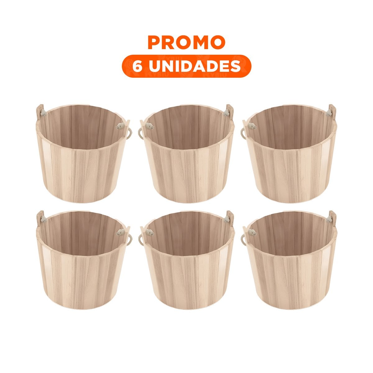 PACK6 RECIPIENTE DE MADERA DECORATIVA CON AGARRADERA DE CUERDA PARA CASA Y+REGALO STICKER - 1