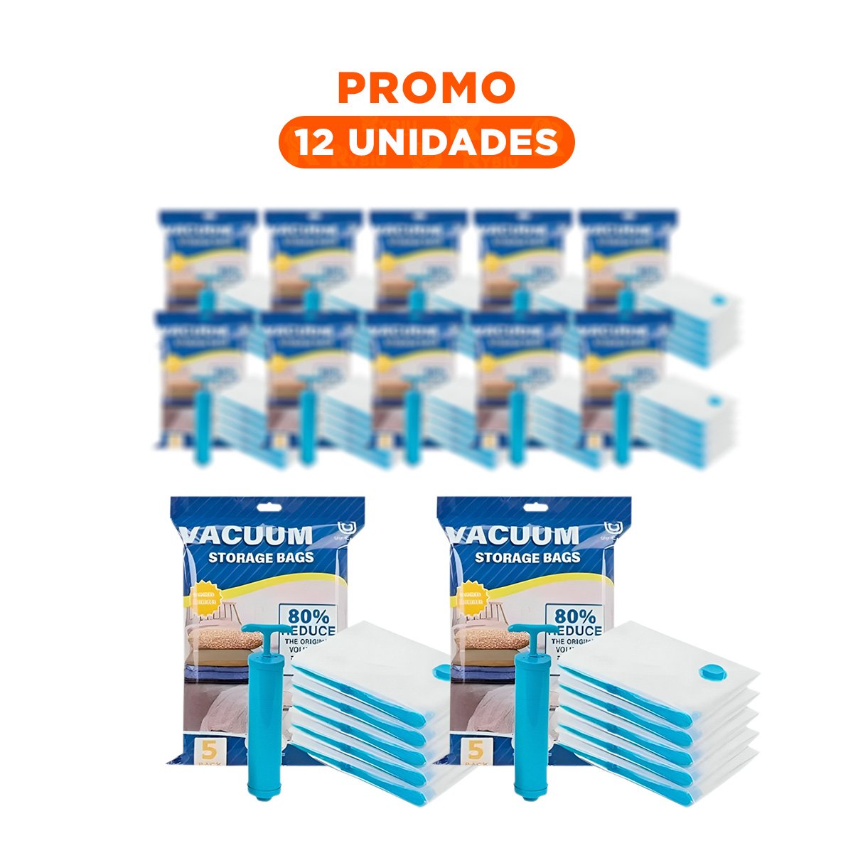 PACK12 SISTEMA DE BOLSAS AL VACIO CON SUCCIONADOR PARA ALMACENAJE PRACTICO - 1
