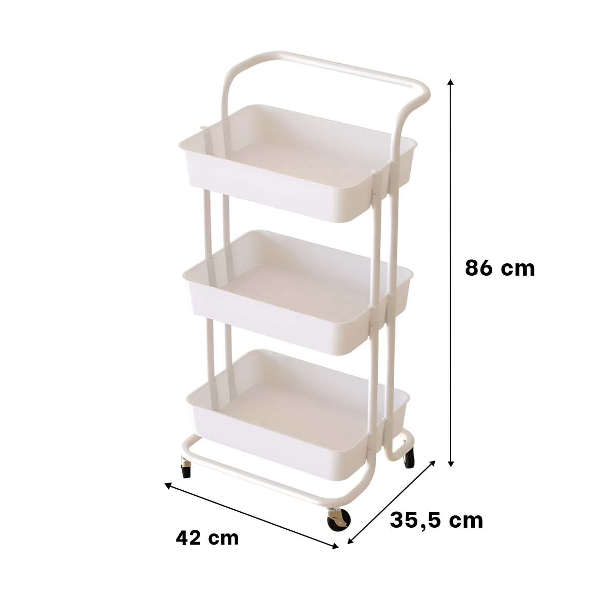 PACK2 MODULO AUXILIAR CON TRES NIVELES Y RUEDAS PARA AMBIENTES DEL HOGAR Y+REGALO STICKER - 4