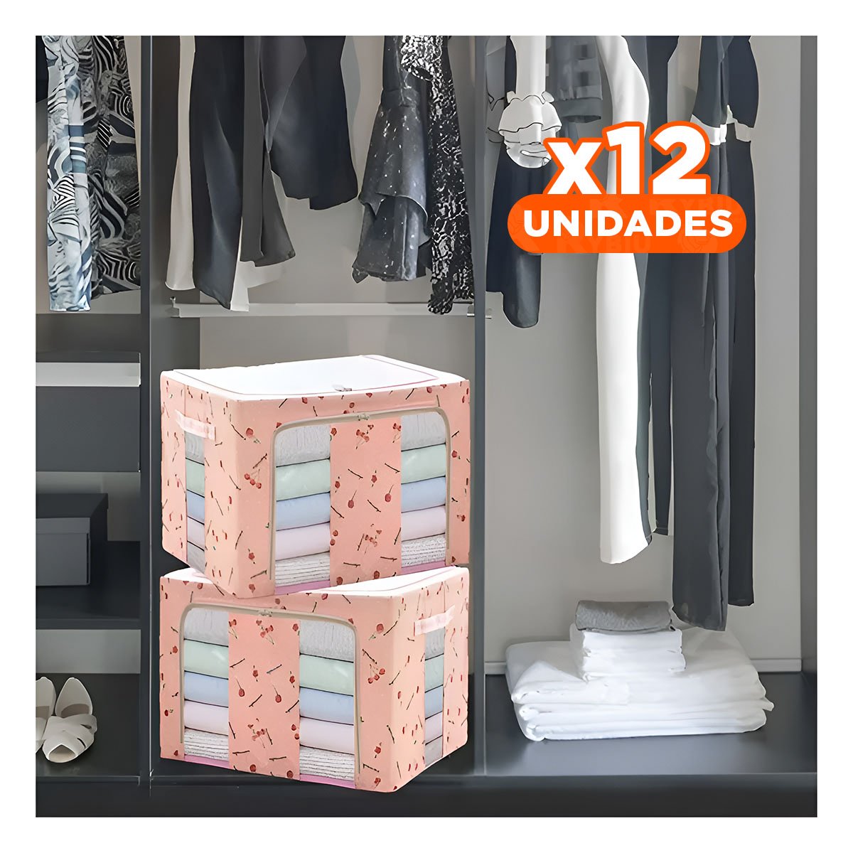 PACK12 ORGANIZADOR DE GUARDADO PLEGABLE PARA CASA CON ESTILO SUAVE Y ORDEN Y+REGALO STICKER - 1