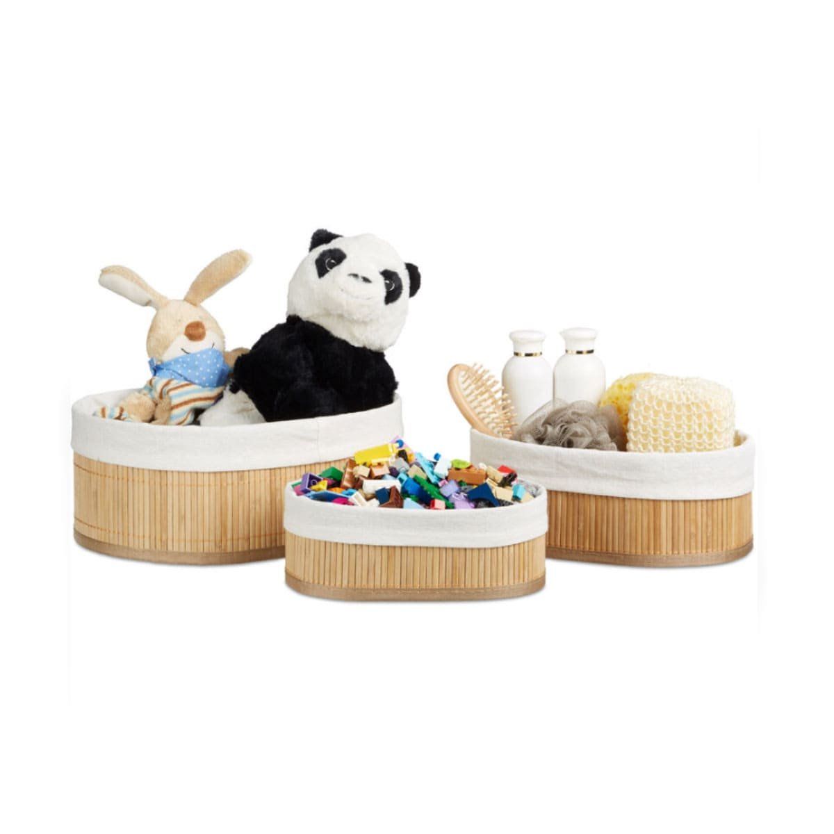 PACK4 ORGANIZADORES PRACTICOS DE BAMBU Y TELA PARA CASA Y+PAPEL REGALO - 3