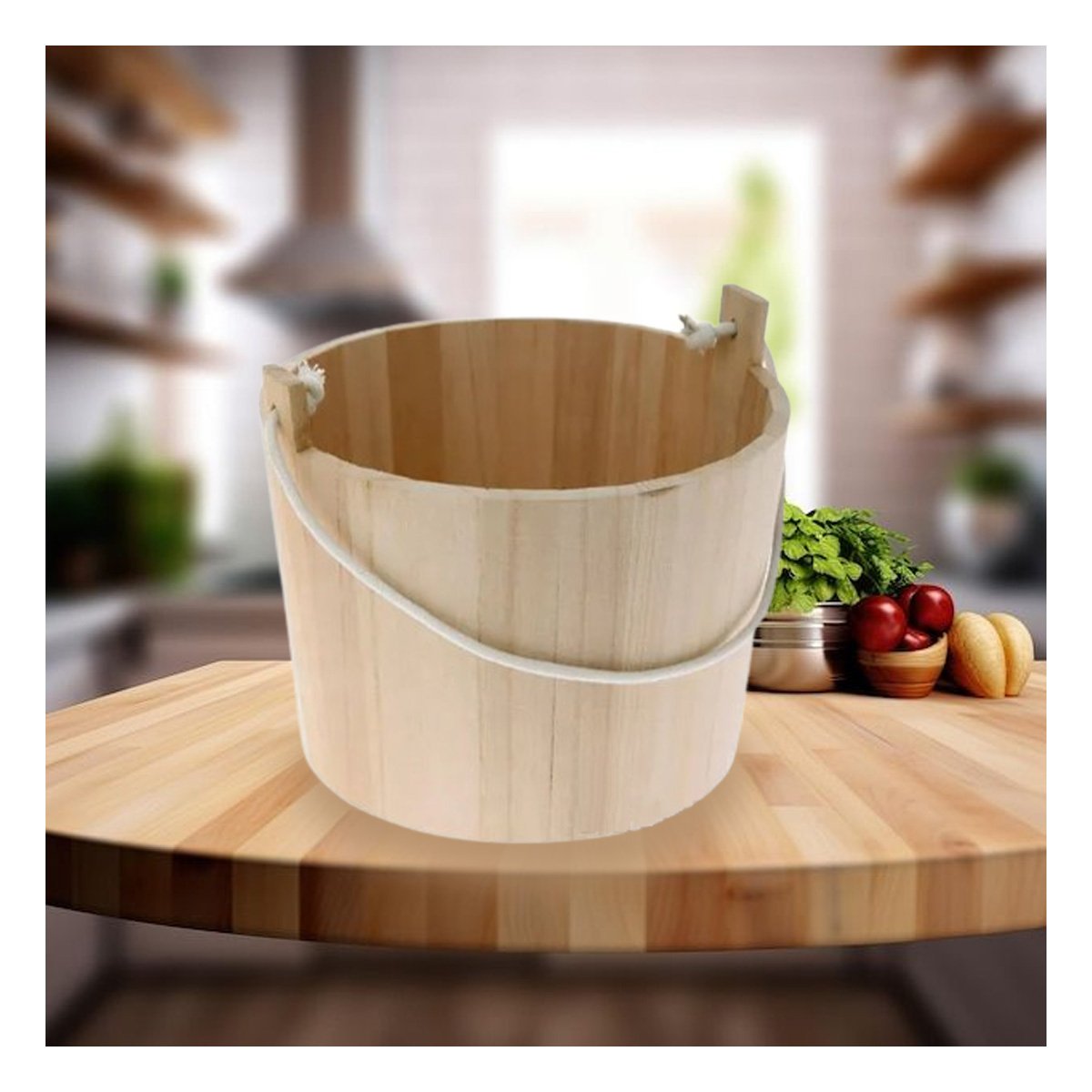PACK2 CANASTA RUSTICA DE MADERA CON AGARRADERA DE CUERDA PARA ORGANIZAR ESPACIOS Y+PAPEL REGALO - 5