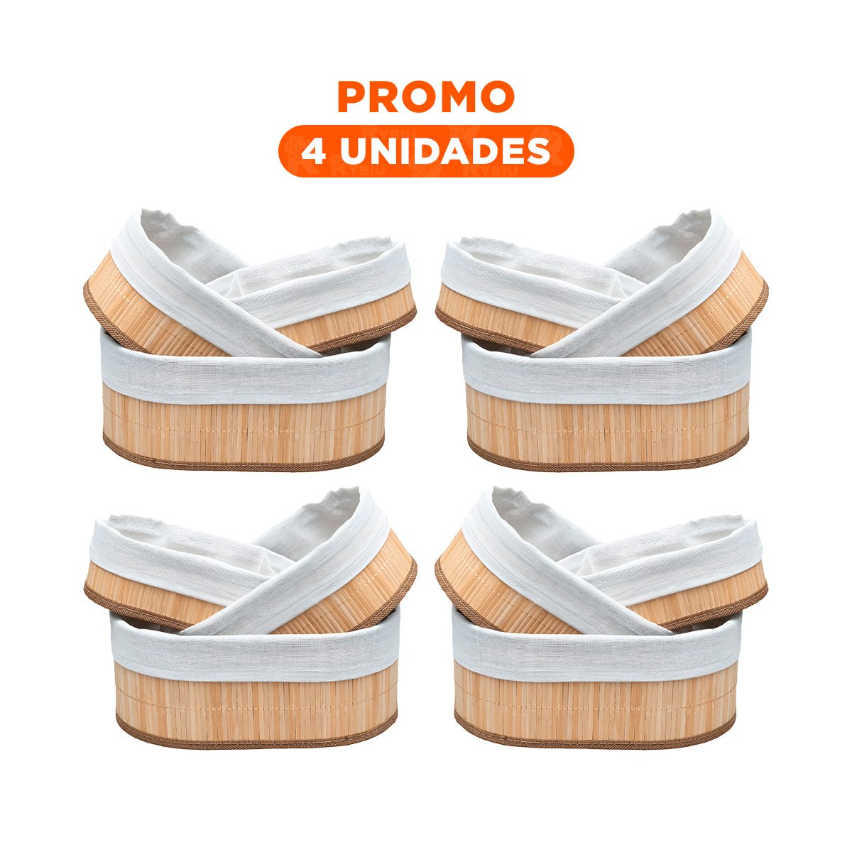 PACK4 CONTENEDORES PRACTICOS DE BAMBU Y TELA PARA ESPACIOS INTERIORES - 1