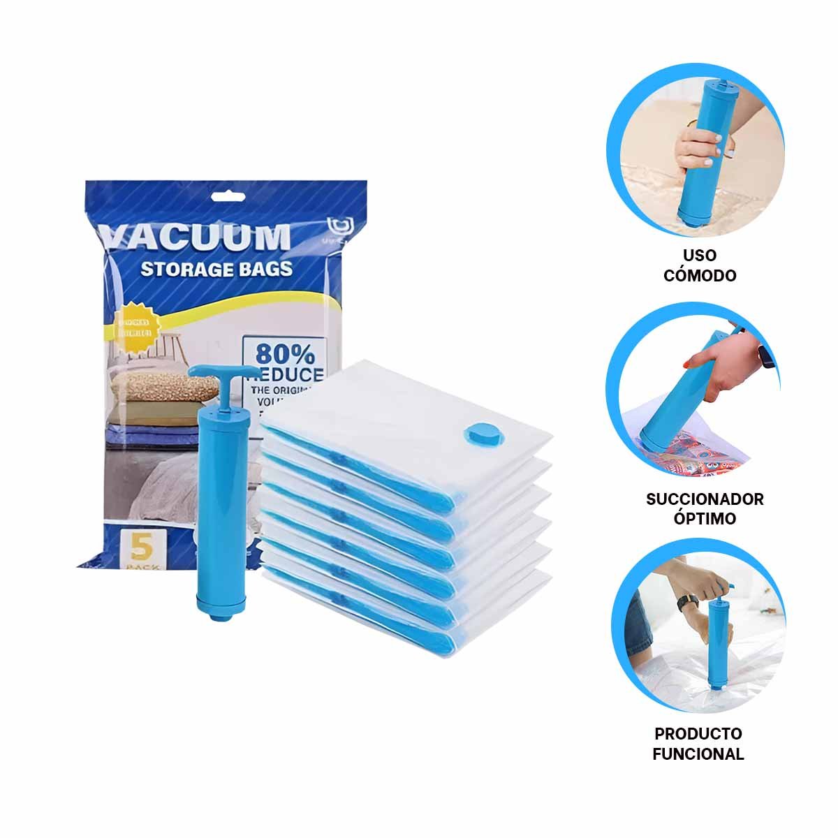 KIT DE BOLSAS AL VACIO CON SUCCIONADOR PARA ALMACENAMIENTO EFICIENTE Y+POST IT - 5