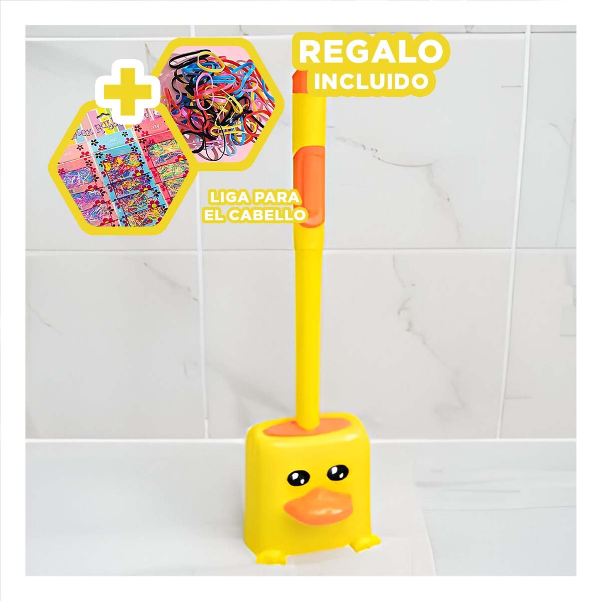 UTENSILIO DE INODORO DE SILICONA TIPO PATO PARA LIMPIEZA COMODA Y ORDENADA Y+LIGAS REGALO - 2