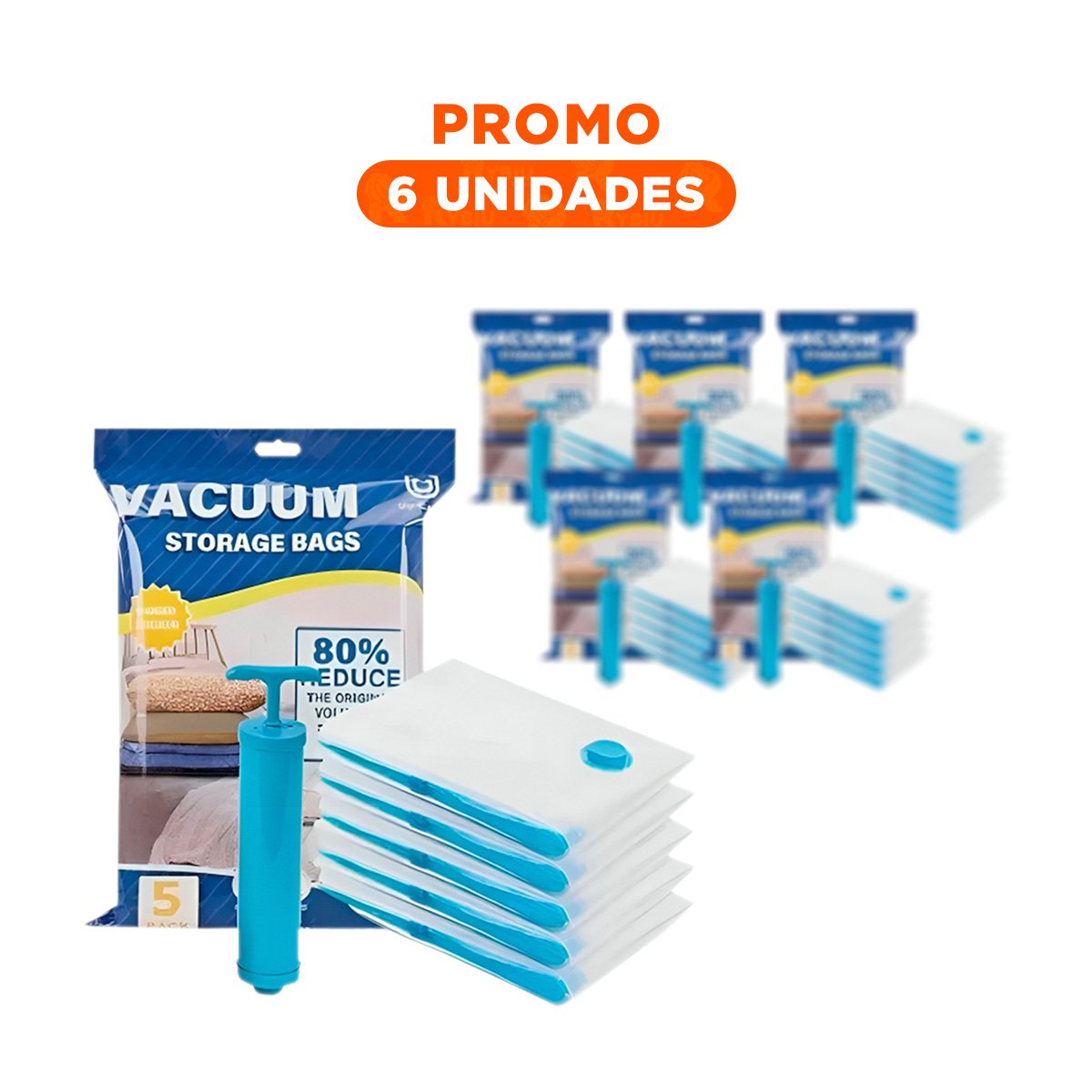 PACK6 OPTIMIZADOR AL VACIO CON BOLSAS Y SUCCIONADOR PARA ORDEN EN CASA Y+REGALO STICKER - 1