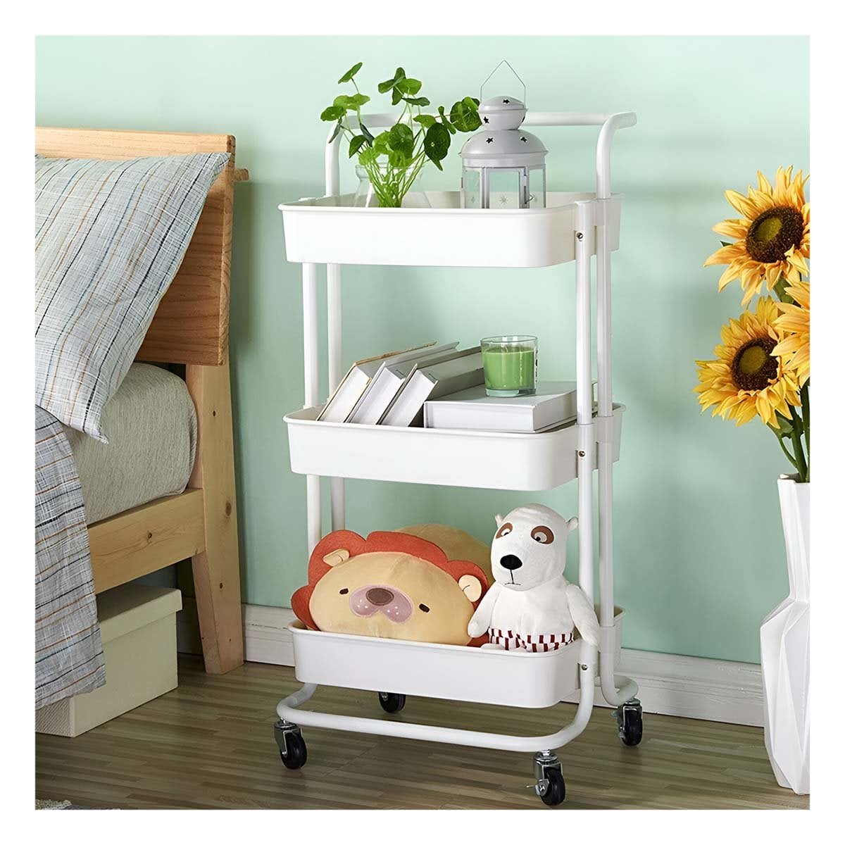 ORGANIZADOR 3 NIVELES CON RUEDAS Y MANGO GRANDE PARA USO DIARIO EN CASA Y+REGALO STICKER - 3