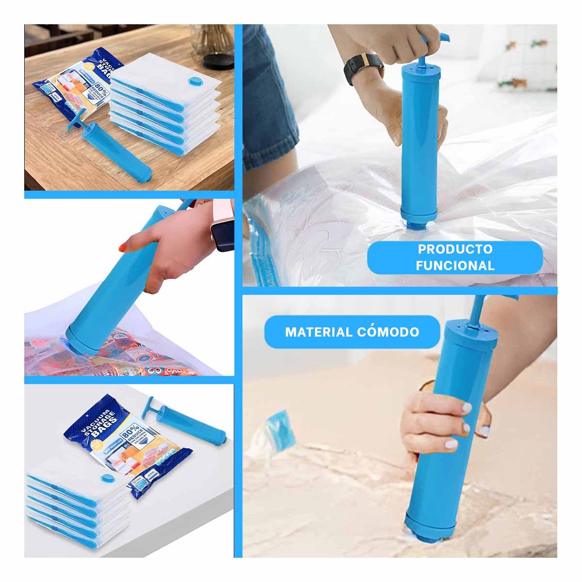 BOLSA HERMETICA AL VACIO CON KIT DE 5 PIEZAS Y SUCCIONADOR PARA ORDEN EN CASA Y+PAPEL REGALO - 3