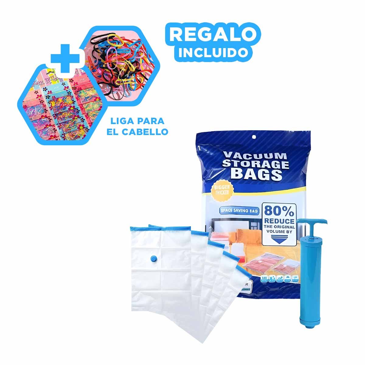 BOLSAS AL VACIO COMPACTAS CON SUCCIONADOR PARA ESPACIOS REDUCIDOS Y+LIGAS REGALO - 2
