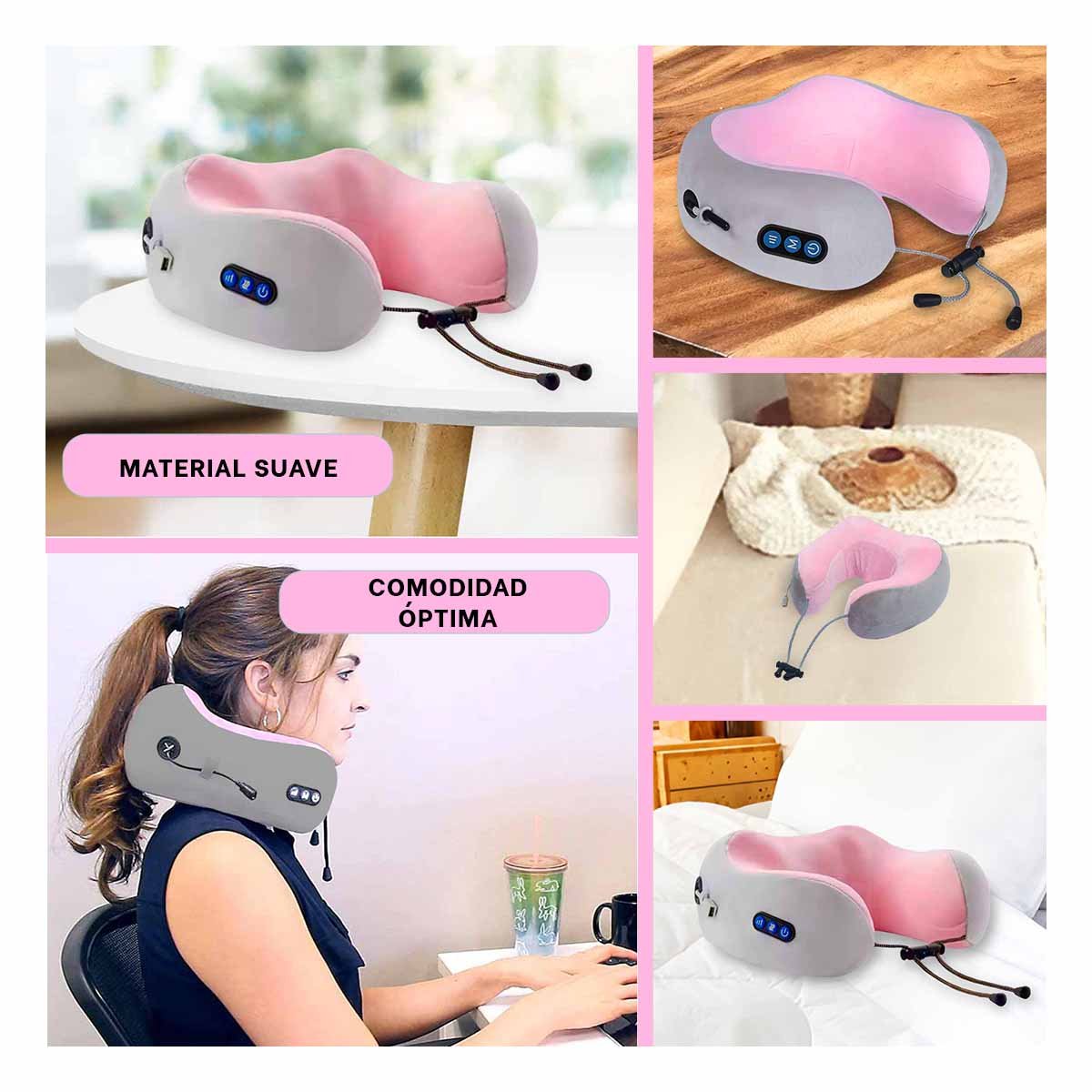 COJIN DE CUELLO CON MASAJE ELECTRICO PARA RELAJO EN CASA Y VIAJES - 2