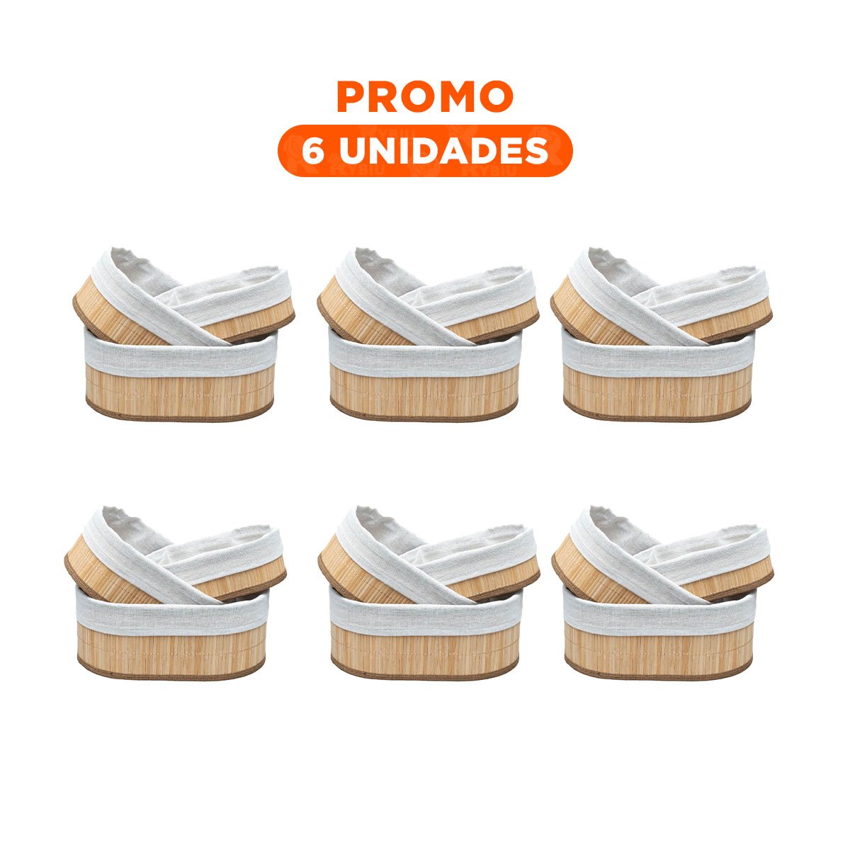 PACK6 CONTENEDORES FUNCIONALES DE BAMBU Y TELA PARA ORGANIZAR AMBIENTES Y+REGALO STICKER - 1
