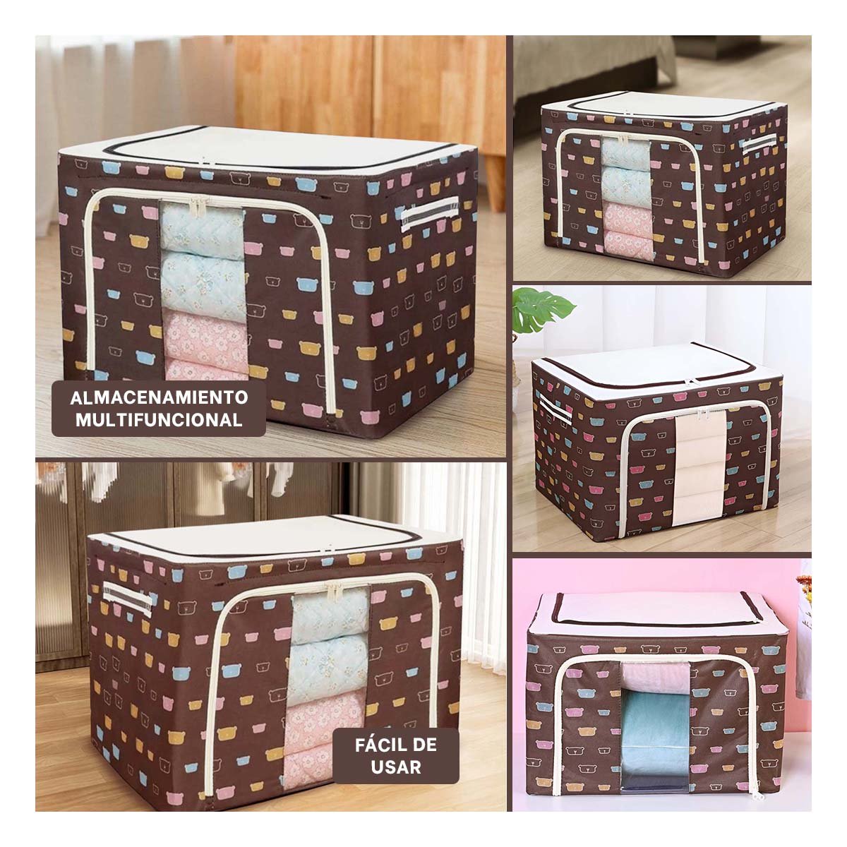 BAUL PLEGABLE PARA ALMACENAJE EN HOGAR CON ESTAMPA OSOS Y ORDEN DIARIO Y+LIGAS REGALO - 1