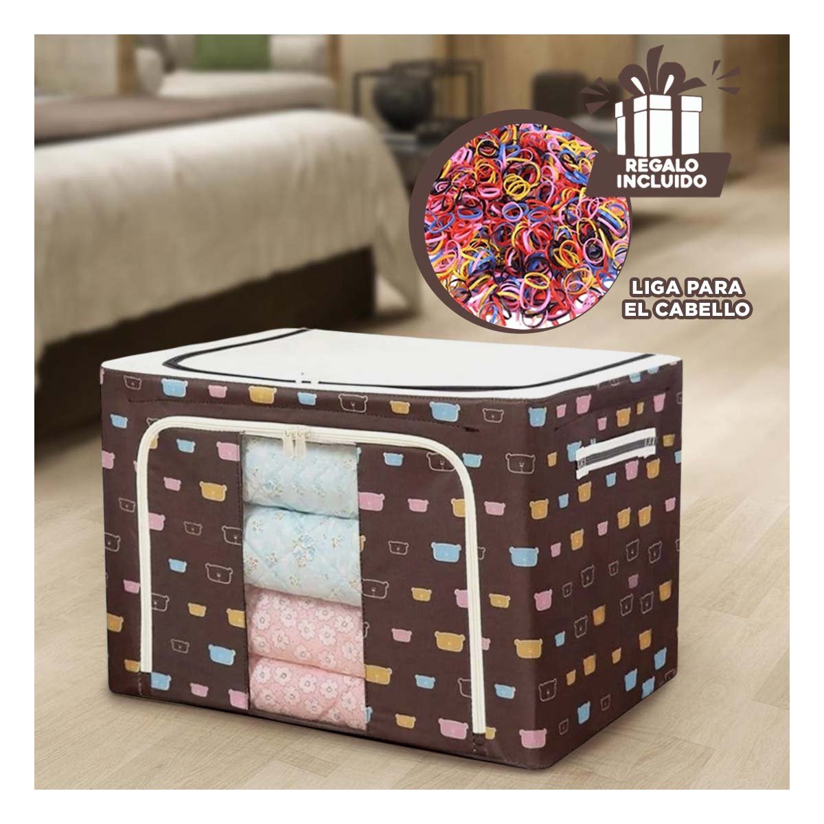 BAUL PLEGABLE PARA ALMACENAJE EN HOGAR CON ESTAMPA OSOS Y ORDEN DIARIO Y+LIGAS REGALO - 2