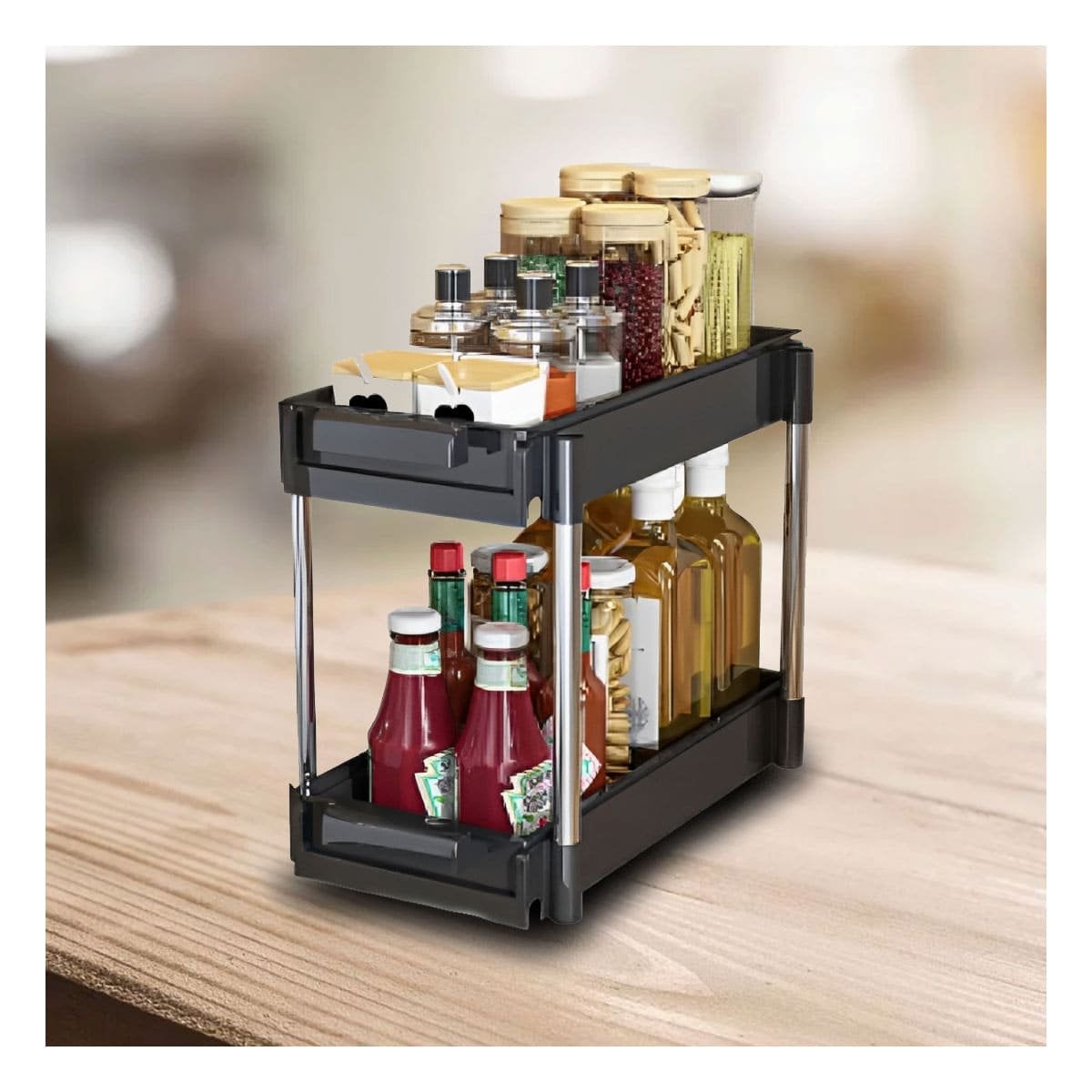 PACK6 SISTEMA FUNCIONAL NEGRO 2 NIVELES CON 2 CAJONES DESLIZABLES PARA INTERIOR - 2
