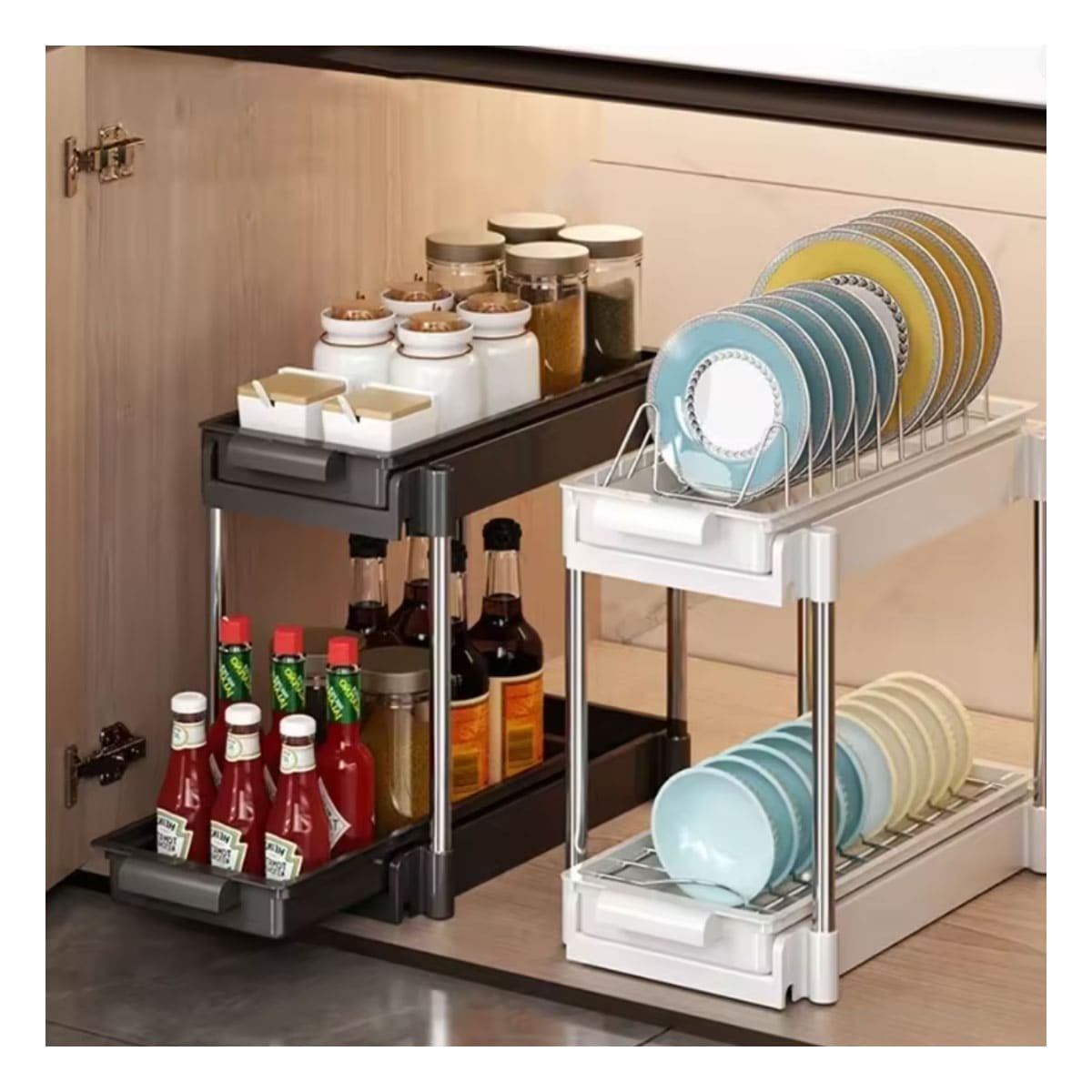 PACK6 SISTEMA FUNCIONAL NEGRO 2 NIVELES CON 2 CAJONES DESLIZABLES PARA INTERIOR - 5