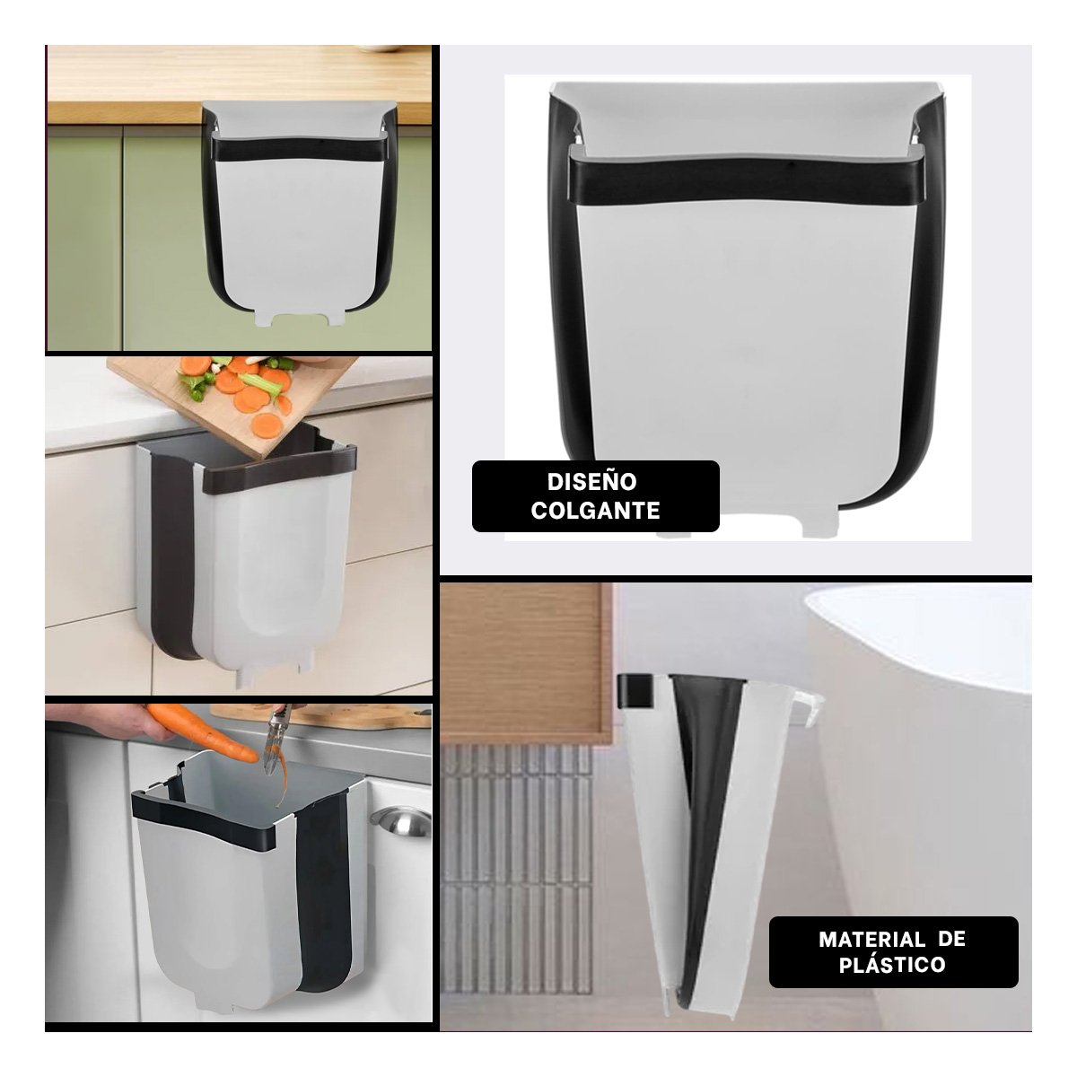 CUBETA PLEGABLE PARA BASURA PRACTICA Y COMODA CONSERVA ORDEN EN CASA Y COCINA Y+PAPEL REGALO - 3