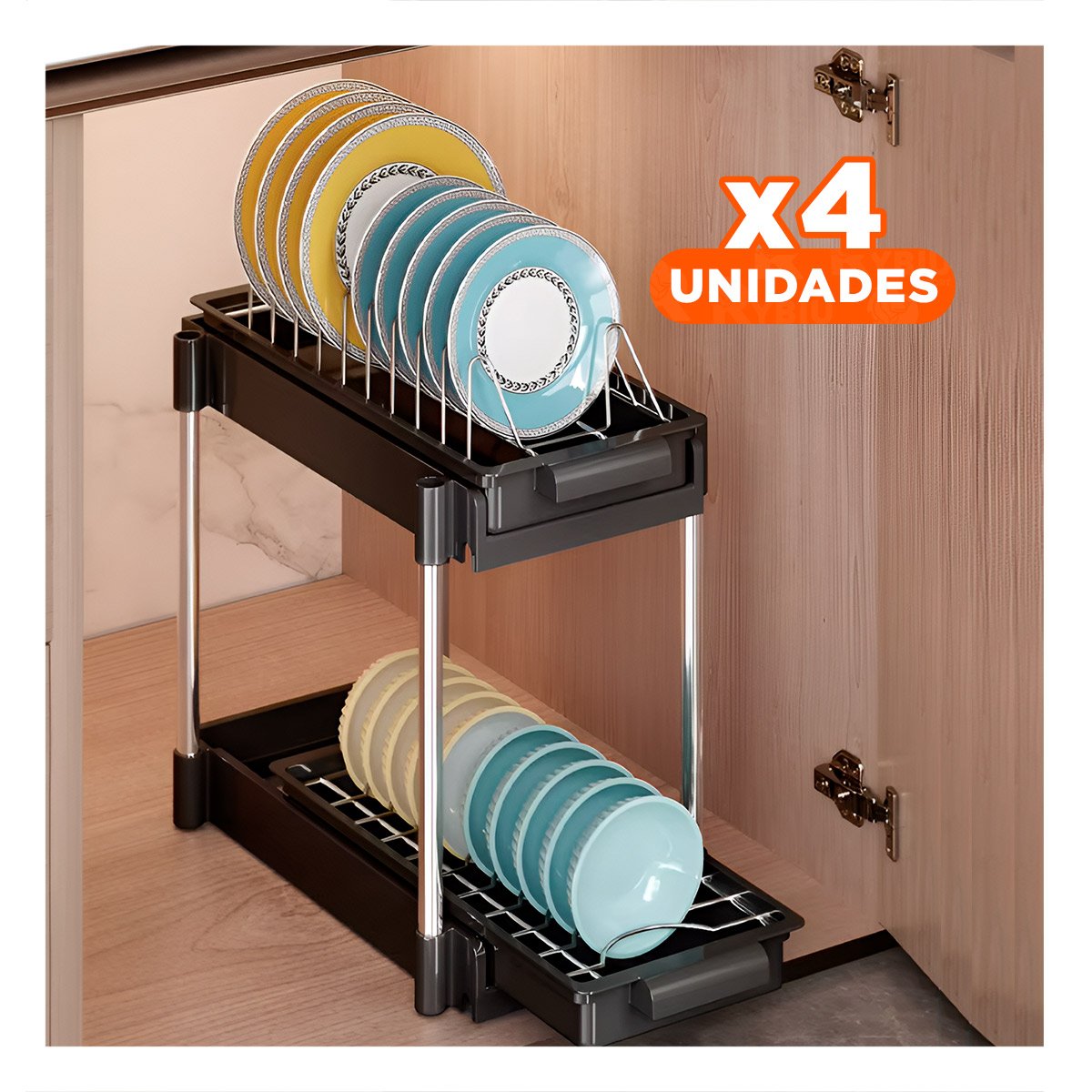 PACK4 FORMATO DE ORDEN NEGRO 2 NIVELES CON 2 CAJONES DESLIZABLES PARA USO DIARIO Y+PAPEL REGALO - 1