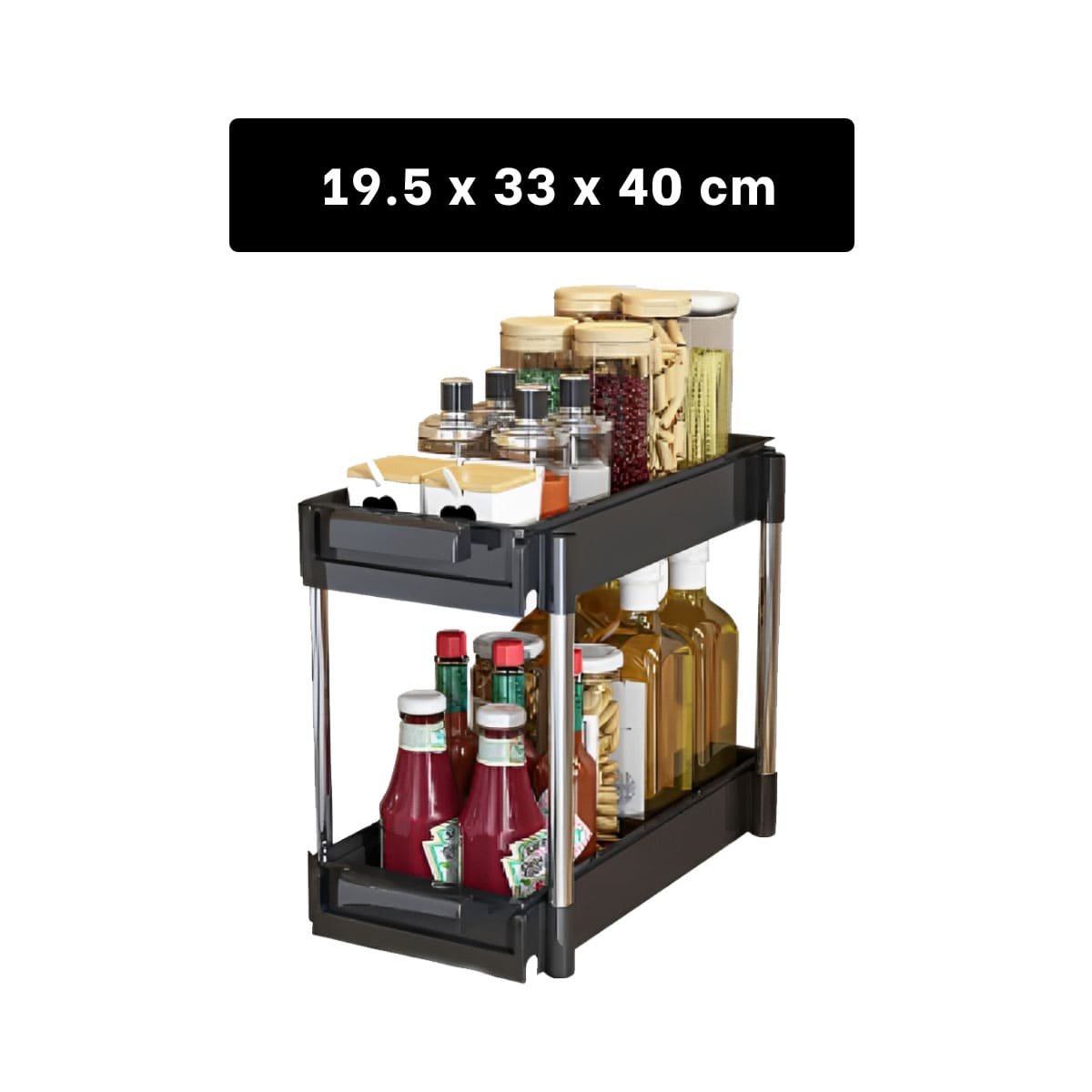 BASE NEGRO 2 NIVELES CON 2 CAJONES DESLIZABLES PARA USO DIARIO Y+REGALO STICKER - 4